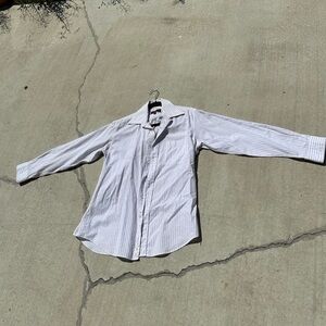 Vintage White Purple Striped Button Up Shirt Size 15 1/2